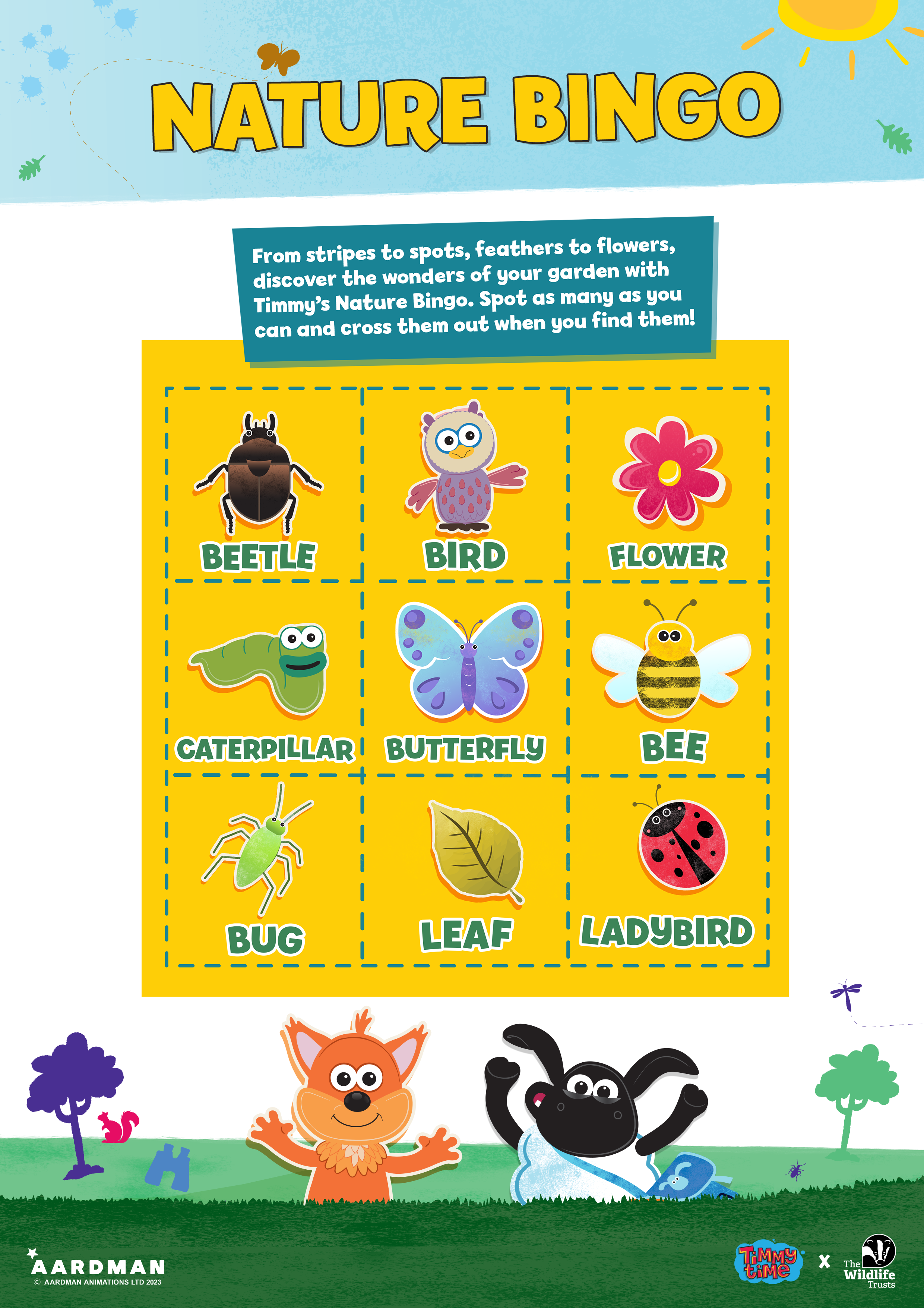 Timmy Time - Bingo page