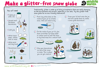 Glitter-free snow globe