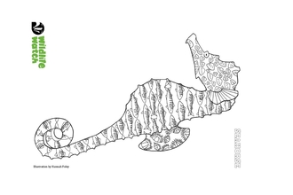 seahorse colouring sheet