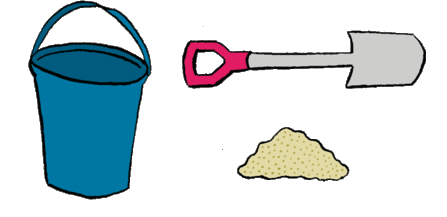A bucket, spade and sand