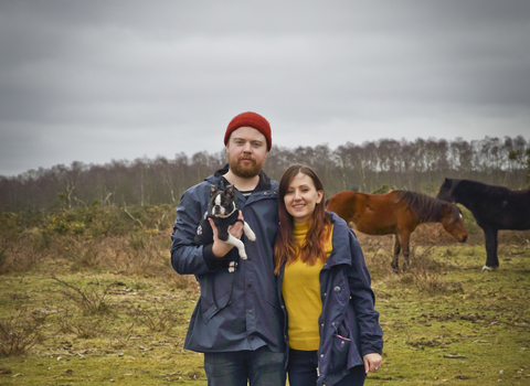 Laura and Lewis with dog